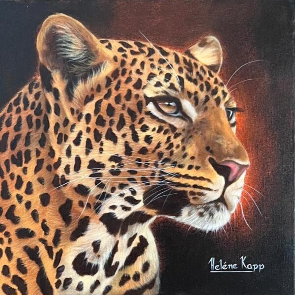 Wildlife Art Painting by Helene Kapp - Leopard